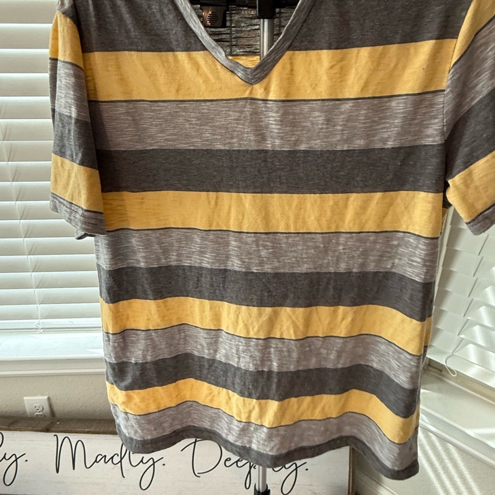 Urban Pipeline Gray and Yellow Striped Tee
